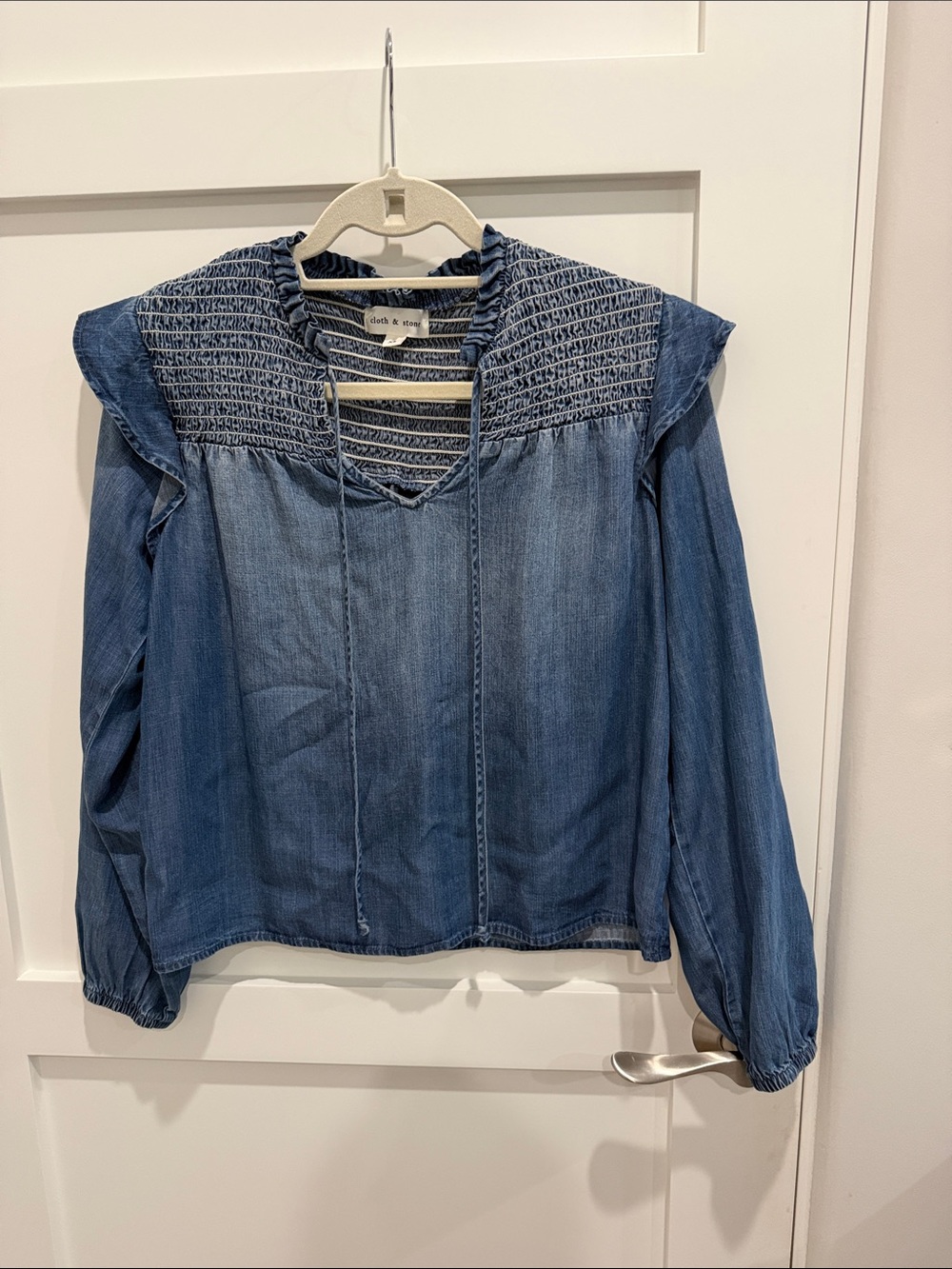 Cloth and Stone smocked denim top